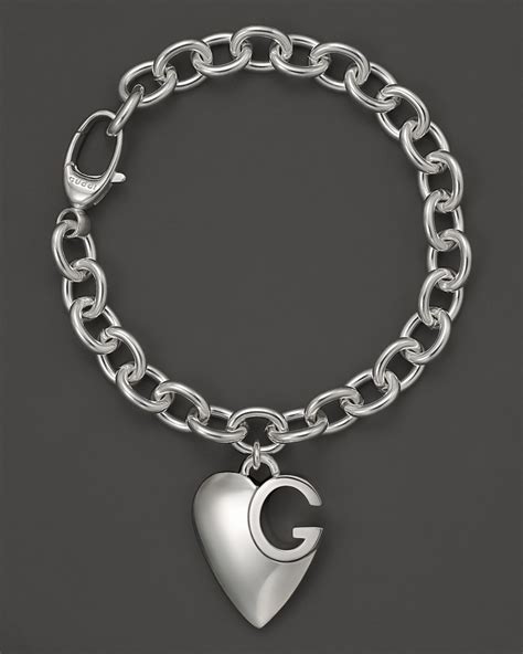 gucci charm bracelets|gucci sterling silver heart bracelet.